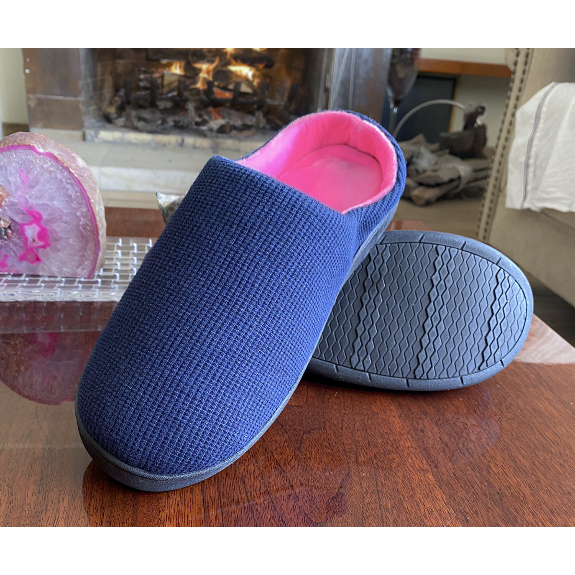 Pantuflas de Espuma Viscoelástica Therafly Azul con Rosado TM1103