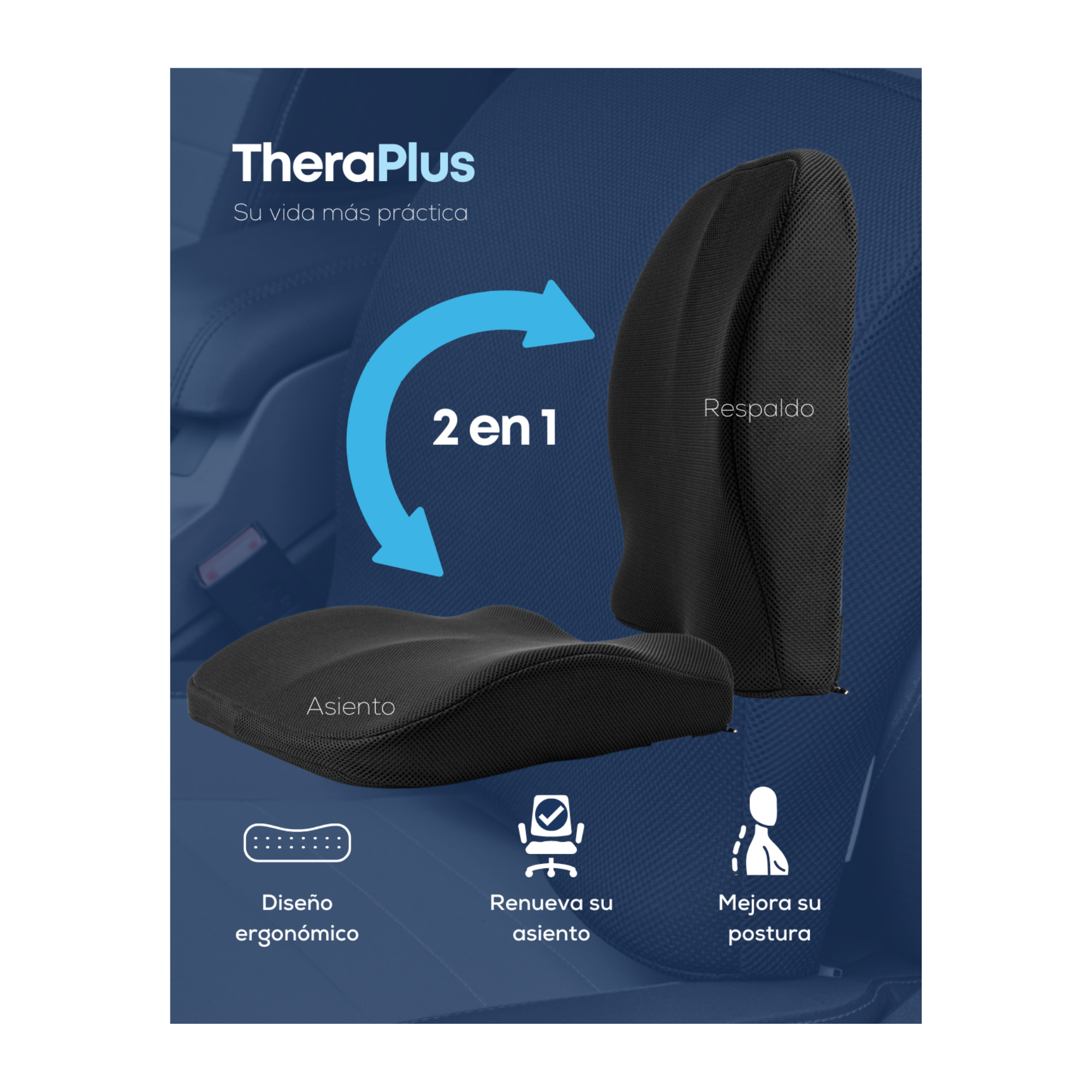 Cojín 2 en 1 Theraplus Negro TM342