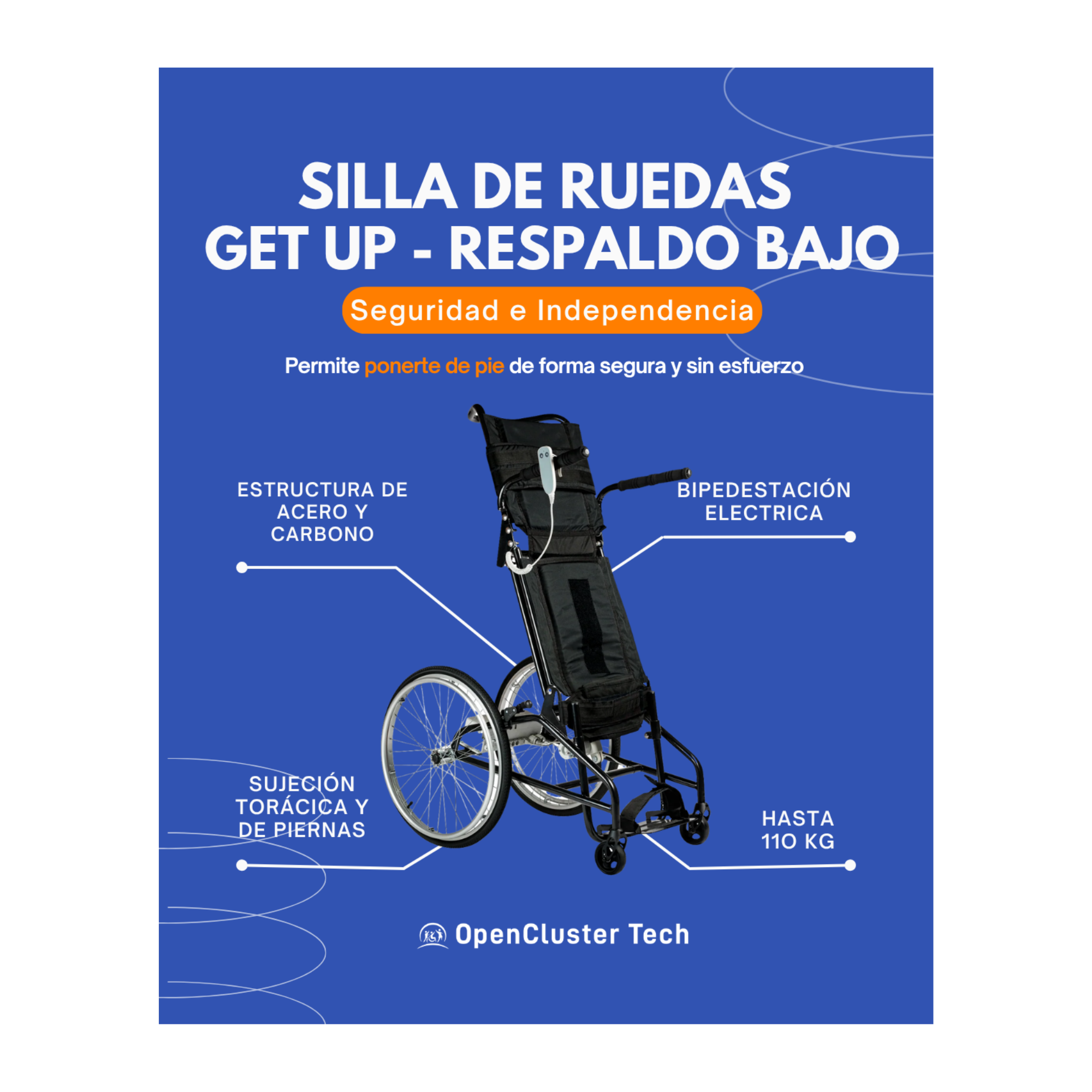 Silla de ruedas Bipedestadora con Respaldo Bajo Get Up