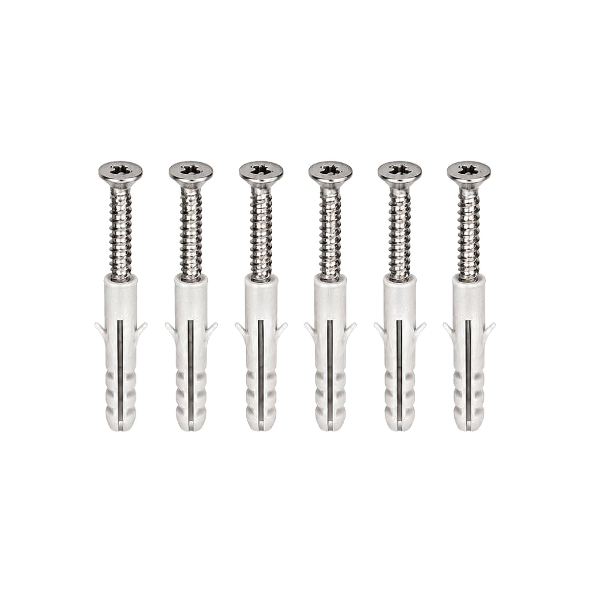 Seis tornillos con sus tarugos para instalar la barra
