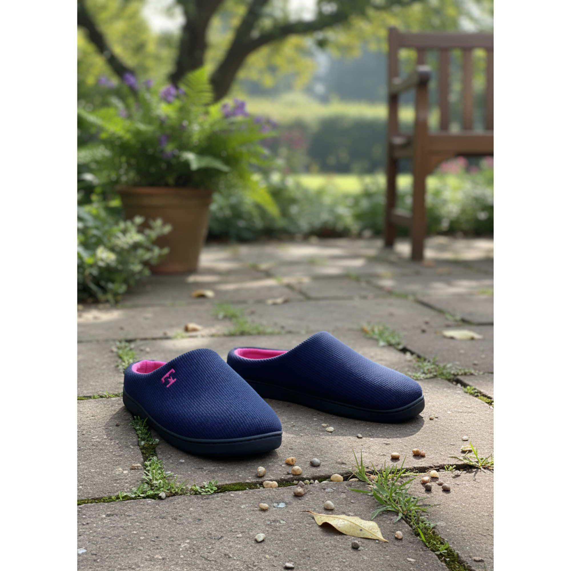 Pantuflas de Espuma Viscoelástica Therafly Azul con Rosado TM1103