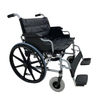 Silla de ruedas bariátrica de asiento ancho con cojín acolchado, vista frontal en tres cuartos