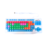 Teclado con teclas grandes de colores y cable usb enrollado