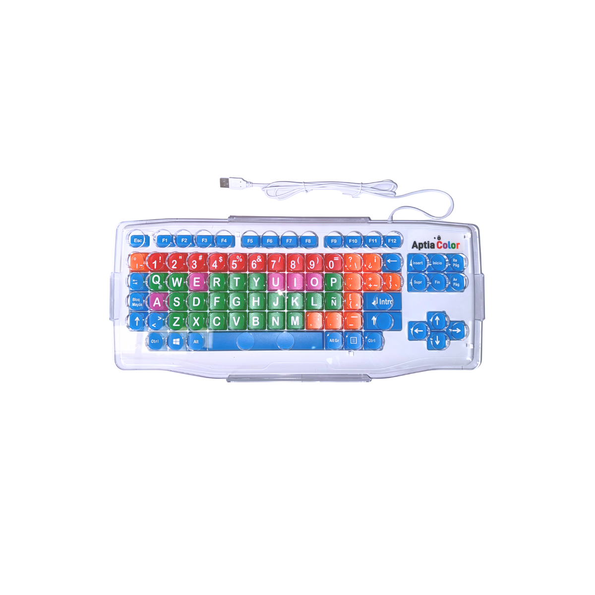 teclado con la carcasa acrílica transparente puesta sobre las teclas